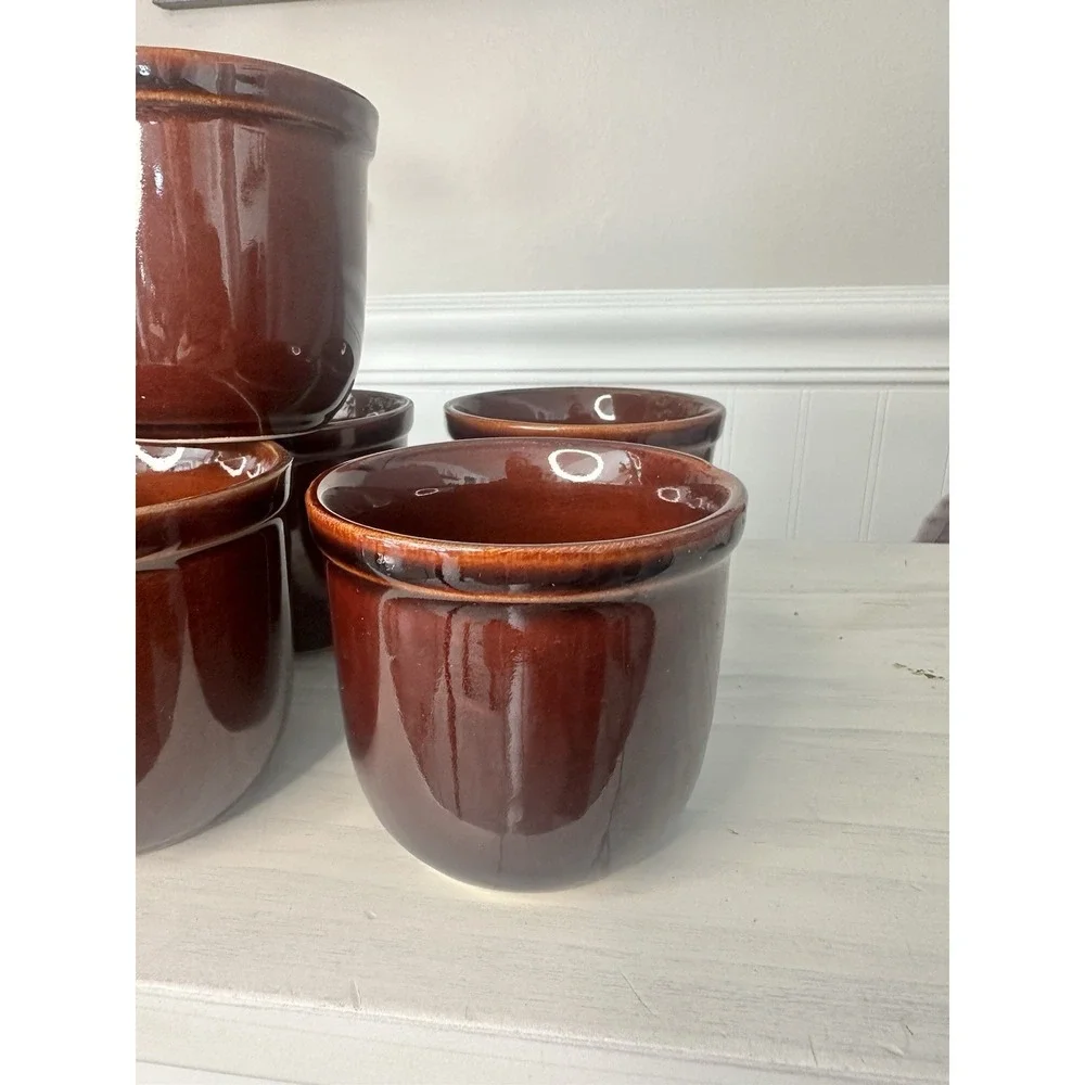 Vintage HIC Harold Import Co.‎ Set Of 7 Stoneware Custard / Ramekin Cups